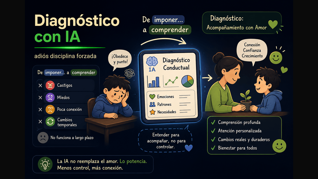 diagnóstico conductual con IA — ilustración explicativa
